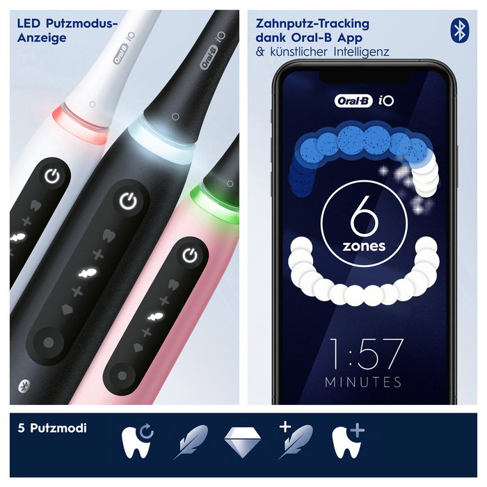 Oral-B iO Series 5 Cepillo Dental Oscilante Blanco con 5 Modos de Cepillado y Sensor de Presión, Recargable