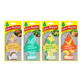 Arbre Magique Ambientadores de coche Fruit Árbol pack 24 uds con 6 coco, 6 limón, 6 cóctel frutas y 6 manzana verde