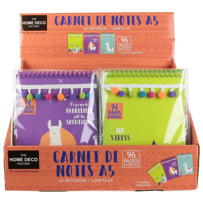 Home Deco Factory Libreta DinA5 Llama con Pompones
