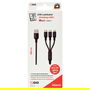 2GO 797154 Cable USB 3 en 1 para Carga, 3 m, USB-A a USB-C/Micro-USB/Lightning, Nylon Negro
