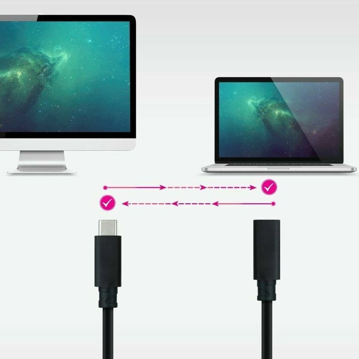 Nanocable Cable Prolongador USB-C 3.2 Gen2x2 20Gbps 100W 2m Negro Nanocable Cable Prolongador USB-C 3.2 Gen2x2 20Gbps 100W 2m Negro