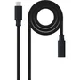 Nanocable 10.01.4502 Cable Alargador USB Tipo-C 3.2 Macho-Hembra 2m Negro 20Gbps 100W 4K