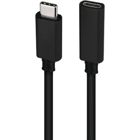 Nanocable 10.01.4502 Cable Alargador USB Tipo-C 3.2 Macho-Hembra 2m Negro 20Gbps 100W 4K