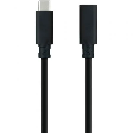 Nanocable 10.01.4502 Cable Alargador USB Tipo-C 3.2 Macho-Hembra 2m Negro 20Gbps 100W 4K