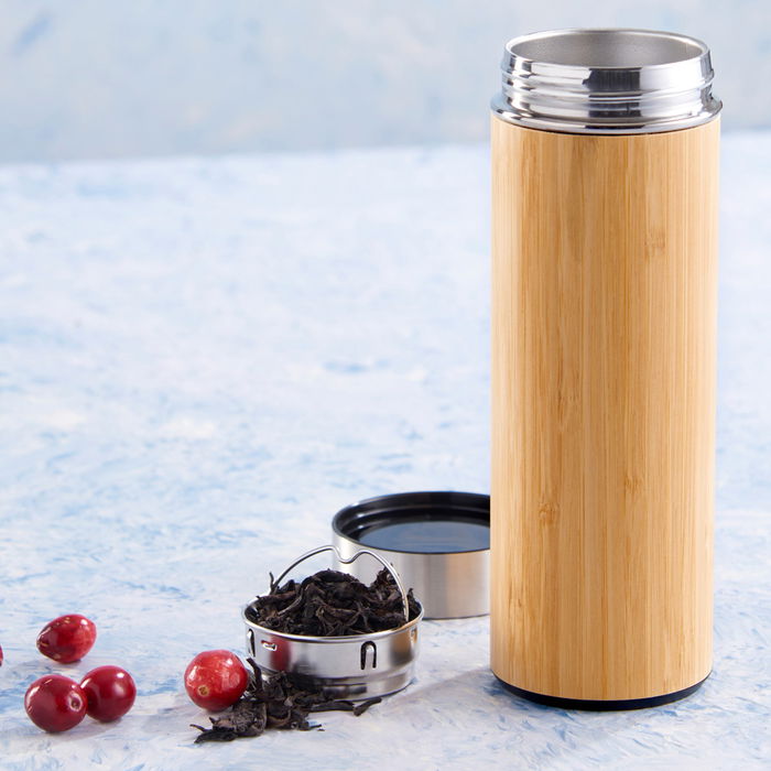Day Termo 400 Ml Con Filtro para Té de Acero Inoxidable y Bambú