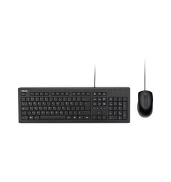 ASUS Kit Teclado y Ratón U2000 BK/SP con Cable USB para Windows 11, Teclas Multimedia, Ratón 1000 DPI, Negro - Ref: 90-XB1000KM001M0