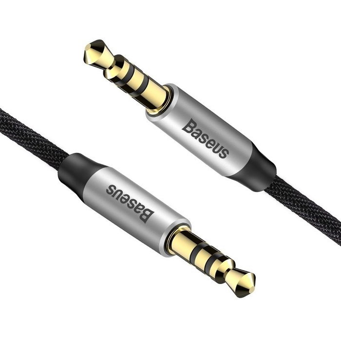 Baseus Yiven cable miniJack 3,5mm AUX 1,5m negro y plata