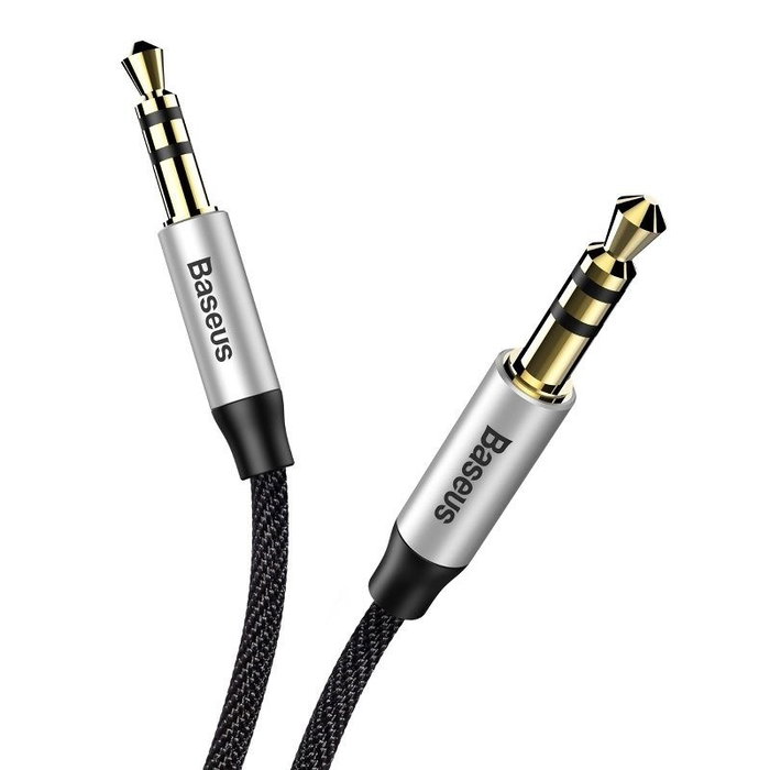 Baseus Yiven cable miniJack 3,5mm AUX 1,5m negro y plata