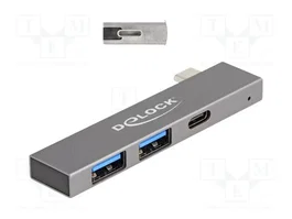 DeLOCK Hub USB de 3 puertos delgado con USB Type-C a 1 x USB-C y 2 x USB-A