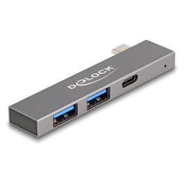 DeLOCK Concentrador USB 3 Puertos Slim USB Type-C a 1 x USB Type-C + 2 x USB Tipo-A Gris