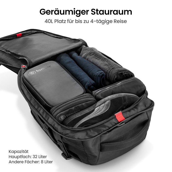 tomtoc Navigator-T66 Mochila de Viaje para Portátil 40L Negro tomtoc Navigator-T66 Mochila de Viaje para Portátil 40L Negro