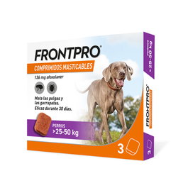FrontPro 136 mg 3 comprimidos masticables para perros de 25-50 kg