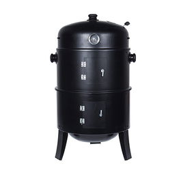 Bbq Collection Barbacoa Ahumadora Tipo Barril Negra Ø 47 x 78 cm para Cocinar Asar Ahumar con Termómetro