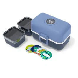 Monbento Fiambrera Infantil Tresor Infinity Blue, 3 Compartimentos, Sin BPA