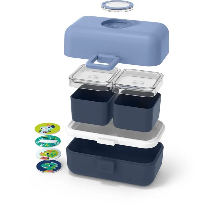 Monbento Fiambrera Infantil Tresor Infinity Blue, 3 Compartimentos, Sin BPA