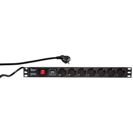 LogiLink Regleta de 19 pulgadas con 7 tomas, protección contra sobretensiones e interruptor