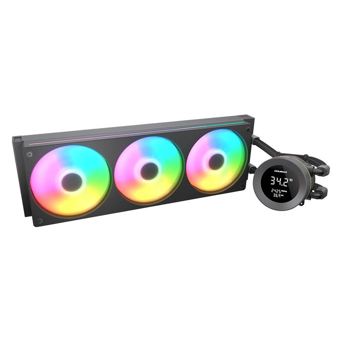 Cougar CGR-PSDVARGB-B-360 Poseidon Vistek Refrigeración Líquida CPU AIO 360mm ARGB, 3 Ventiladores de 12cm PWM, Negro