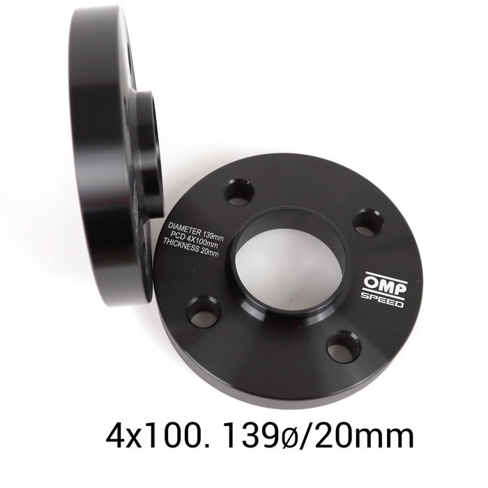 Omp Separadores Doble Centraje OMPS08142001 Ancho 20mm PCD 4x100 CB 60.1mm Tornillo M12x1.5 Conico Aluminio Forjado Negro