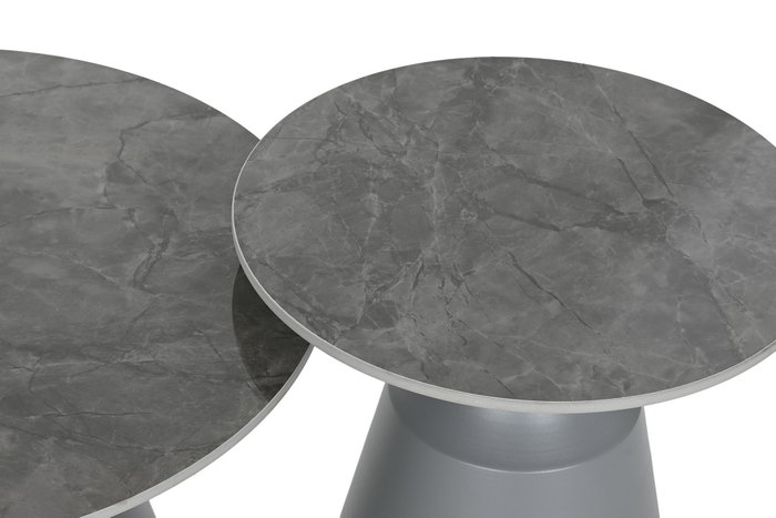 DKD Home Decor Set de 2 Mesitas Auxiliares de Cerámica y Metal Gris