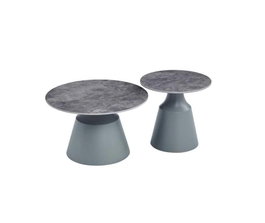 DKD Home Decor Set de 2 Mesitas Auxiliares de Cerámica y Metal Gris