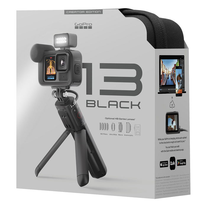 GoPro HERO13 Black Creator Edition - Cámara de Acción 5.3K Ultra HD 27.6 MP, GPS, WiFi, Bluetooth 5.3, Resistente al Agua, con Trípode y Soporte Magnético - CHDFB-131-EU