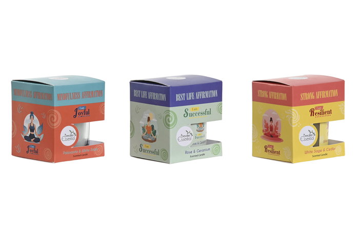 DKD Home Decor Surtido de 3 Velas de Cera de Soja Motivación