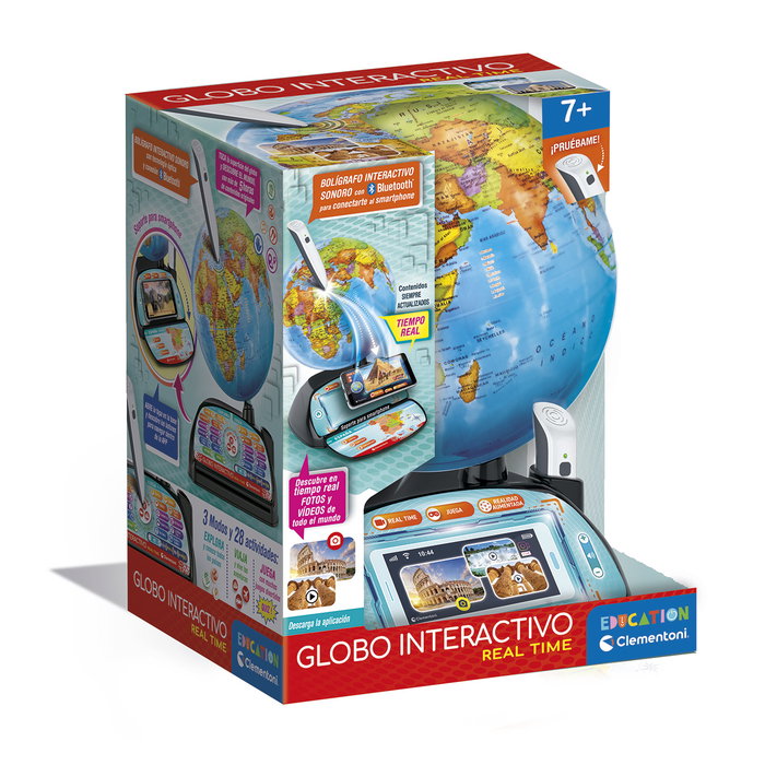 Clementoni 55523 Globo Digital Real Time Exploramundo con boli inalámbrico para aprender geografía +7 años