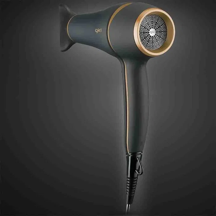 GKL ONYX S2200 Secador de Pelo Profesional 2200W, Tecnología Iónica, 2 Velocidades y 3 Temperaturas, Función Aire Frío, Negro y Oro