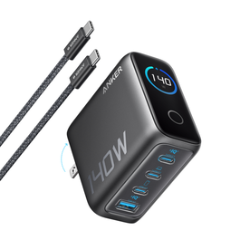 Anker Cargador de Pared 140W 4 Puertos PD 3.1 con Cable USB-C Negro