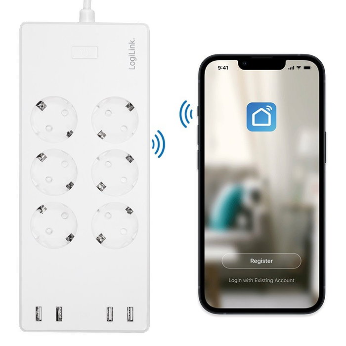 LOGILINK SH0105 Regleta de alimentación con 6 tomas y 4 puertos USB