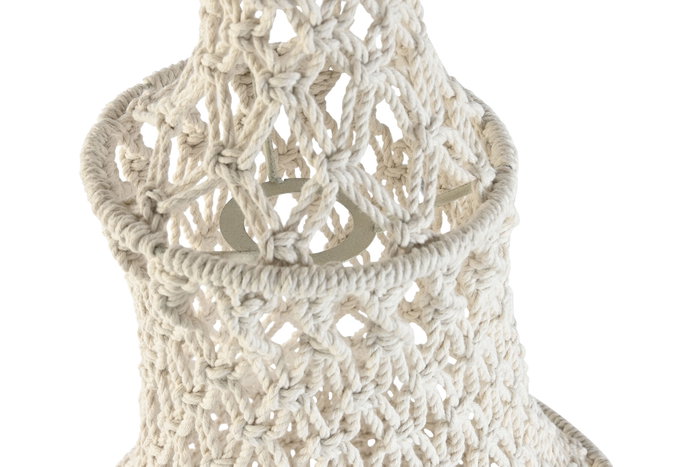 DKD Home Decor Pantalla Algodón Macramé Tejido a Mano Crudo