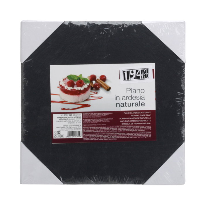 1946 Plato Pizarra 1946 25x25 cm Natural para Aperitivos y Presentaciones con Tacos Antideslizantes 1946 Plato Pizarra 1946 25x25 cm Natural para Aperitivos y Presentaciones con Tacos Antideslizantes