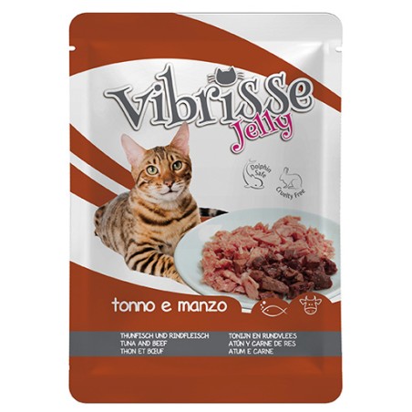 Croci Vibrisse Alimento Complementario para Gatos Atún y Ternera Pouch, Set de 18 Unidades (70 g cada uno) Croci Vibrisse Alimento Complementario para Gatos Atún y Ternera Pouch, Set de 18 Unidades (70 g cada uno)