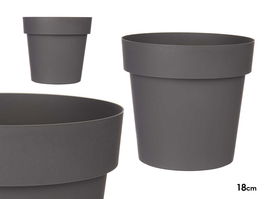Ibergarden Maceta Plástico Gris 18 cm Diámetro x 17 cm Altura (Set de 12)