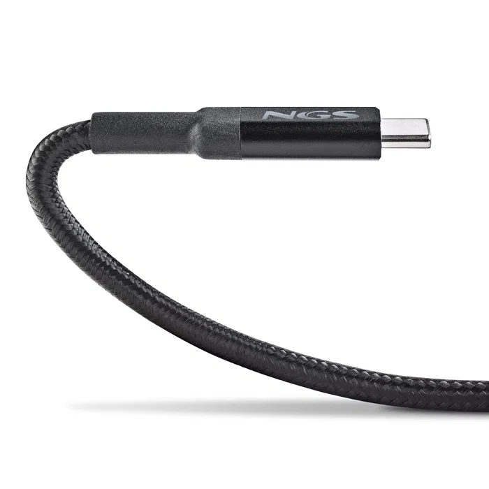 NGS Cable USB-C a USB-C USB 2.0 Macho para Carga Rápida hasta 65W y Transferencia de Datos 480 Mbps, Longitud 3 Metros, Color Negro