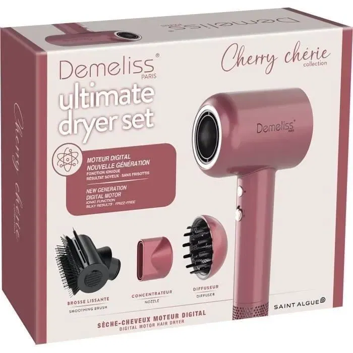 Demeliss Secador de Pelo DEM3666085213765 Ultimate Dryer Set 1600 W Difusor Magnético Cherry Chérie