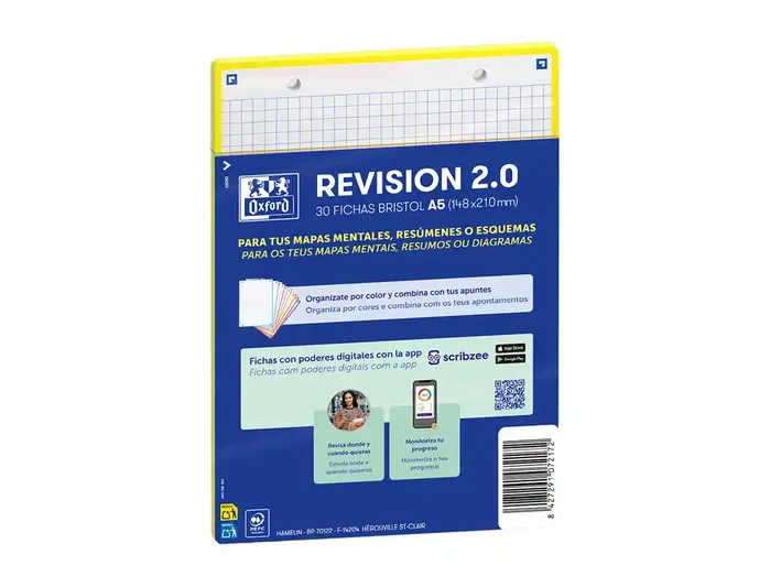 Oxford Fichas de revisión Revision 2.0 Amarillo A5 Cuadriculadas 5x5