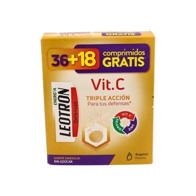 Leotron Vitamina C Triple Acción 54 Comprimidos Efervescentes Naranja