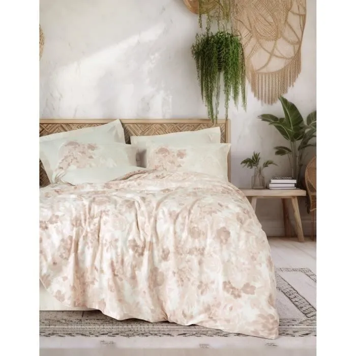 Juego de Cama con Funda Nórdica 220x240 cm y 2 Fundas de Almohada 60x60 cm - 100% Algodón - Beige - ASI8684283426225 Juego de Cama con Funda Nórdica 220x240 cm y 2 Fundas de Almohada 60x60 cm - 100% Algodón - Beige - ASI8684283426225