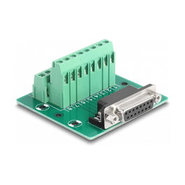 DeLOCK 66910 Adaptador D-Sub 15 pines hembra a bloque de terminales para carril DIN