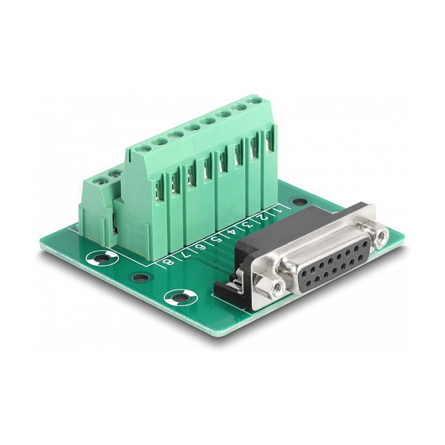 DeLOCK 66910 Adaptador D-Sub 15 pines hembra a bloque de terminales para carril DIN DeLOCK 66910 Adaptador D-Sub 15 pines hembra a bloque de terminales para carril DIN