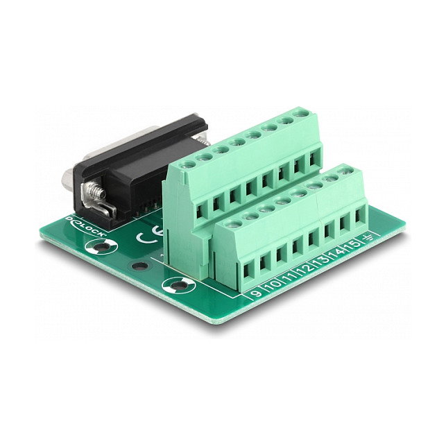 DeLOCK 66910 Adaptador D-Sub 15 pines hembra a bloque de terminales para carril DIN DeLOCK 66910 Adaptador D-Sub 15 pines hembra a bloque de terminales para carril DIN