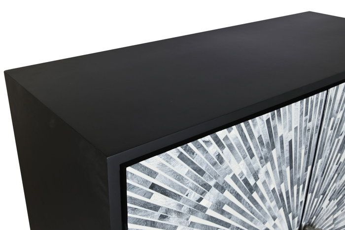 DKD Home Decor Aparador con Taracea Negro, Gris y Blanco