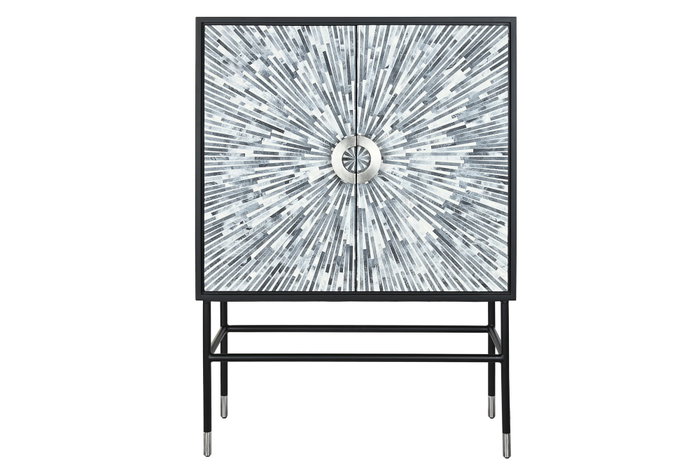 DKD Home Decor Aparador con Taracea Negro, Gris y Blanco