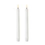 Lumineo Vela de cera LED blanca ø2,2 x 24,5 cm, pack de 2 unidades