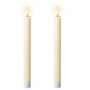Lumineo Vela de cera LED blanca ø2,2 x 24,5 cm, pack de 2 unidades