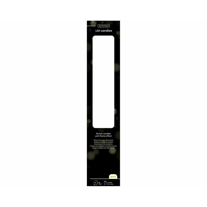 Lumineo Vela de cera LED blanca ø2,2 x 24,5 cm, pack de 2 unidades