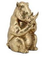 DKD Home Decor Figura de Rinoceronte Dorado en Resina
