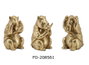 DKD Home Decor Figura de Rinoceronte Dorado en Resina