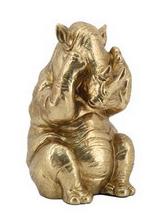 DKD Home Decor Figura de Rinoceronte Dorado en Resina